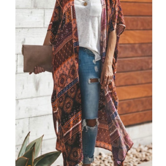 Boho Style Kimono With Tie Belt - Picture 6 of 6
